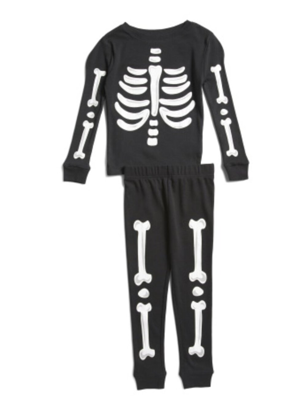 NWT Komar Kids Black Skeleton Cotton Pajamas Glow in‎ the Dark Halloween Costume